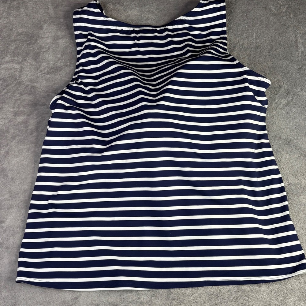 Lands' End Tankini Top Women 22W Navy Blue Striped Nautical Built-in Bra 513788 - Picture 6 of 11